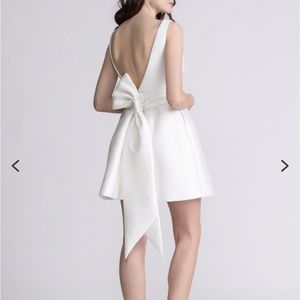 Watters Naya White Bow Bridal Mini Dress